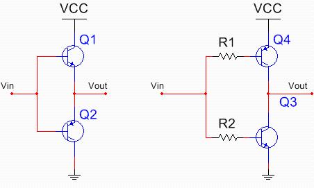 Why doesn't a push-pull gate type circuit use a top P and a bottom N?
